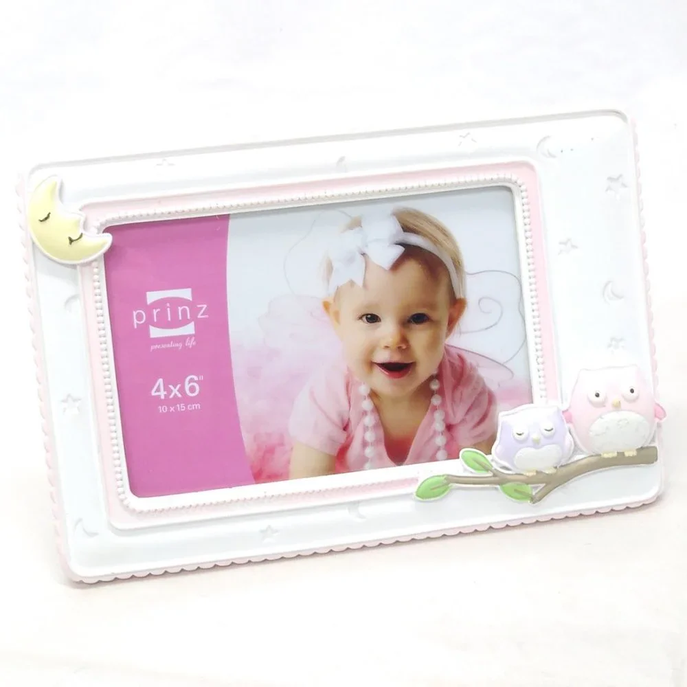 Prinz Born to be Wild Owl Resin Frames (2) Perfect Baby Shower Gift NWT